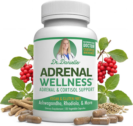 Adrenal Wellness Ashwagandha & More - Organic Mind, Body Support by Dr. Danielle, 120 Capsules