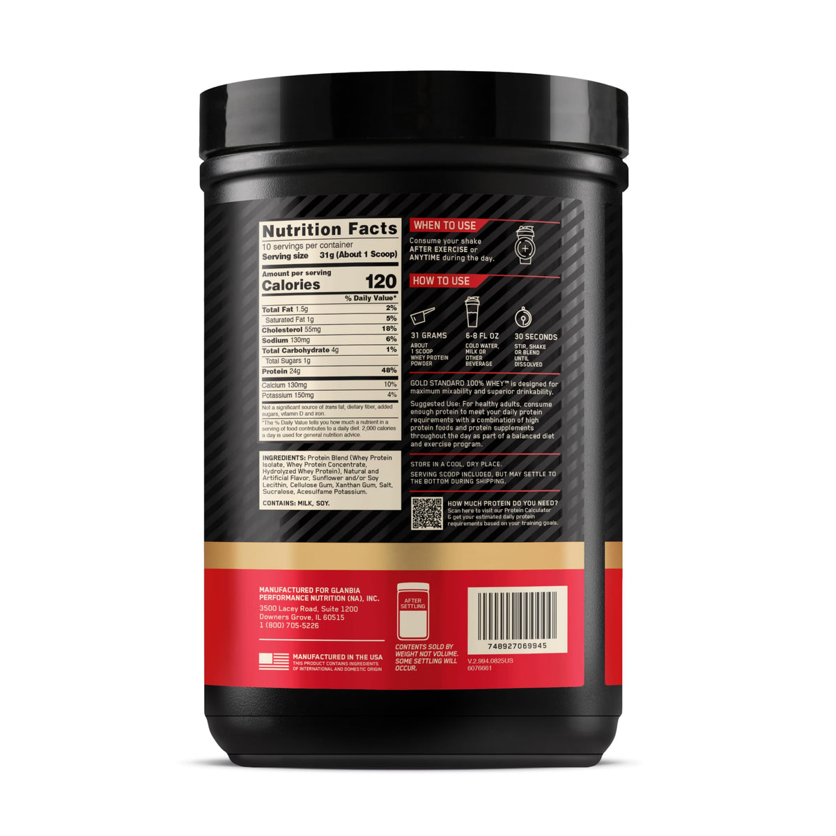 Optimum Nutrition Gold Standard Whey Protein, Double Rich Chocolate, 2 LB