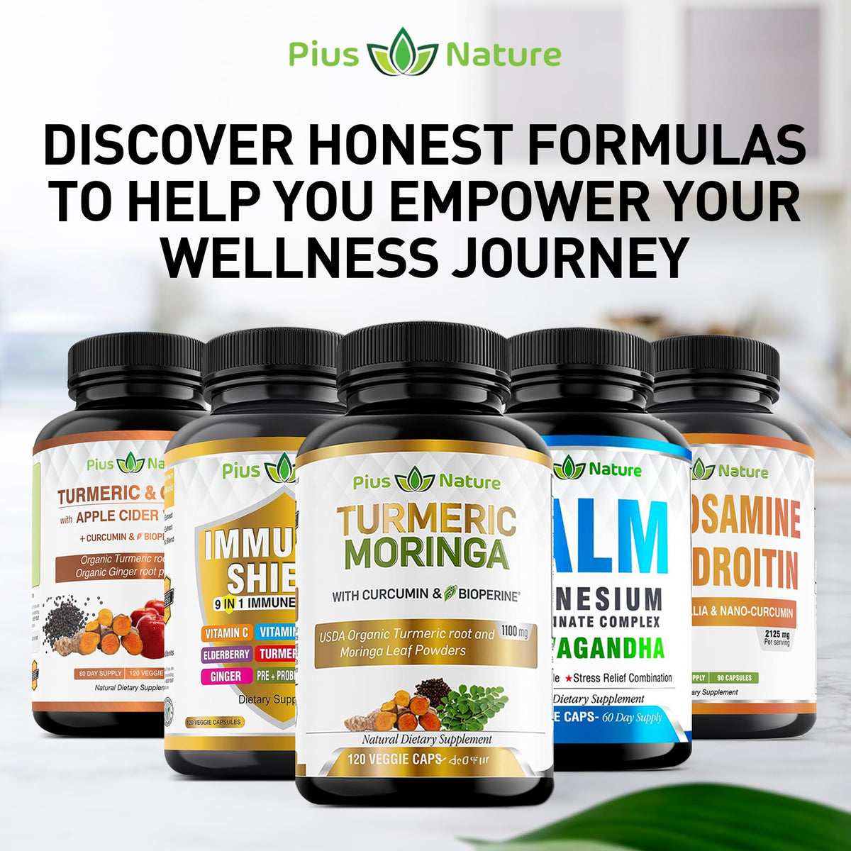 PIUS NATURE Turmeric Moringa - Organic Turmeric Curcumin Supplements and Organic