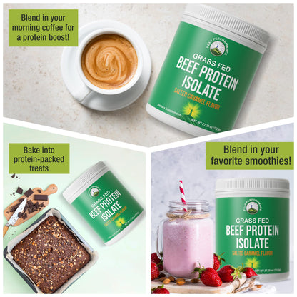 Grass Fed Beef Protein Powder - Lactose Free Great Tasting Beef Protein Isolate. Complete Animal Based Non Dairy Paleo Carnivore Supplement for Prime Muscle Building. No Whey. Unflavored