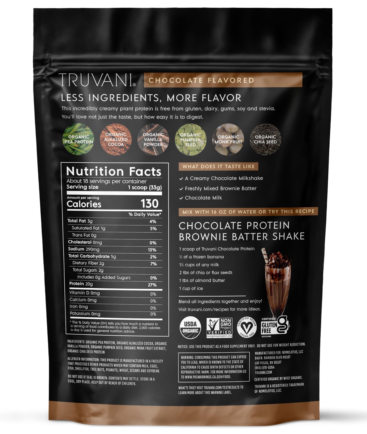 Truvani Organic Plant Based Protein Powder | Vanilla | 18 Servings | Vegan | 20g Pea Protein | Keto | Gluten & Dairy Free | Low Carb | No Added Sugar