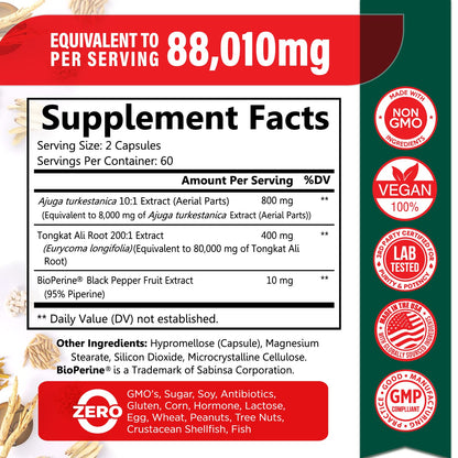 Turkesterone 8,000mg [Highest Purity] + BioPerine® for High Absorption Supplement