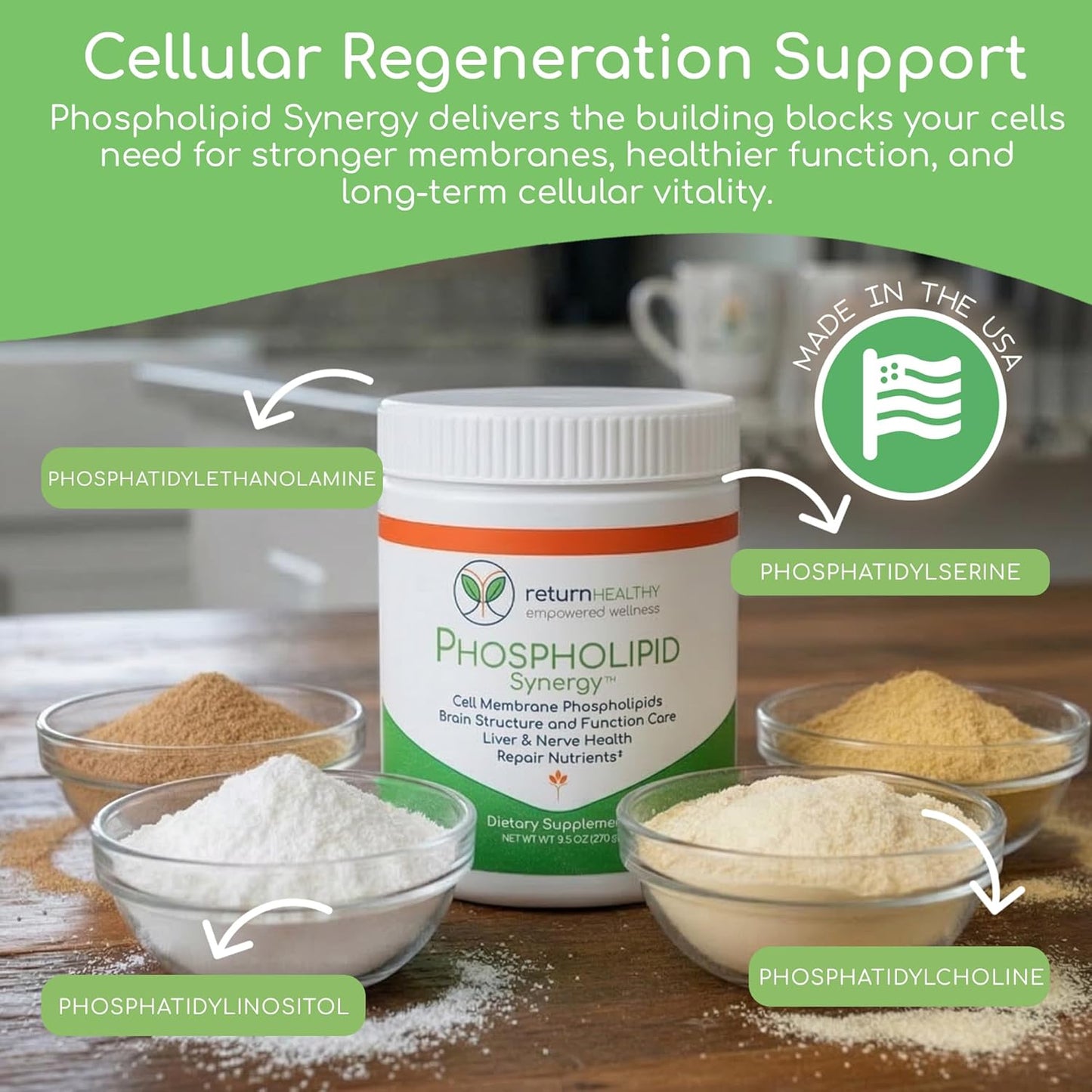 Phospholipid Synergy Powder | Antioxidant Powder for Cellular Repair | Brain Supplements for Memory and Focus | Liver Detox Supplements with an Advance Cleansing Formula | 270 g