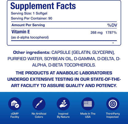 Vitamin E 400 IU Softgels - Clinical Formula Natural Vitamin E Supplement Complex with d-Alpha Tocopherol & Mixed Tocopherols for Hair Skin & Nails Plus Antioxidant Immune Support - 90 Servings