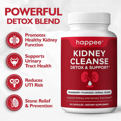 Kidney Cleanse Detox & Repair Formula – Natural Kidney Support Supplement with Cranberry & 21 Herbs for Renal, Bladder, & Urinary Tract Health – Flush Toxins & Renew - 60 Capsules
