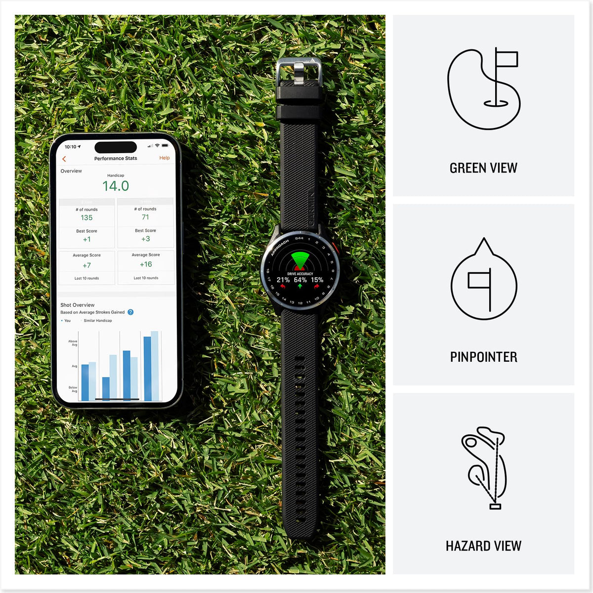 Garmin Approach® S44, Golf GPS Smartwatch, 43mm, Black