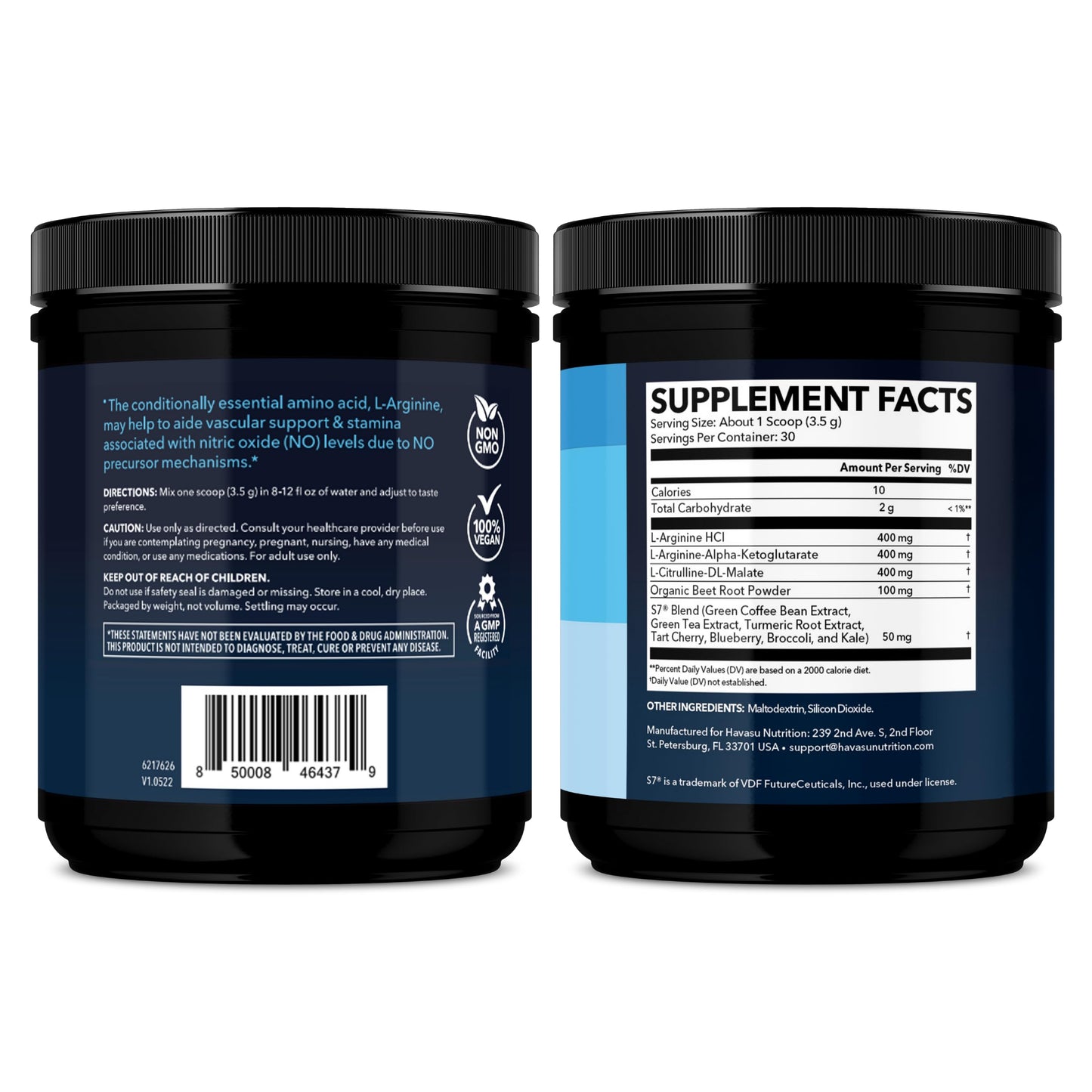 L-Arginine with L-Citrulline Powder, Nitric Oxide Supplement, Mixed Berry | Vegan, Non-GMO Pre and Post Workout Support Powder for Endurance & Recovery, L-Arginine, L-Citrulline, Beet-Root, 30 Servings