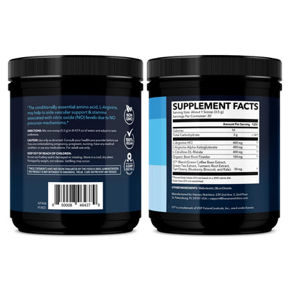 L-Arginine with L-Citrulline Powder, Nitric Oxide Supplement, Mixed Berry | Vegan, Non-GMO Pre and Post Workout Support Powder for Endurance & Recovery, L-Arginine, L-Citrulline, Beet-Root, 30 Servings