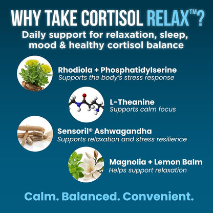 OmniBiotics Cortisol Supplement for Women and Men - High Cortisol Manager with Ashwagandha, L-Theanine, Magnolia Extract, Phosphatidylserine to Support Relaxation, Calm, Detox - 60 Vegan Capsules
