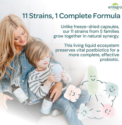 ENTEGRO Flourish Original Liquid Probiotic & Postbiotic Supplement, Plastic | 11 Live Cultures, Gut & Digestive Health For Women, Men & Kids, Organic, Vegan, Allergen Free, Non-GMO, USA Made, 16 fl oz