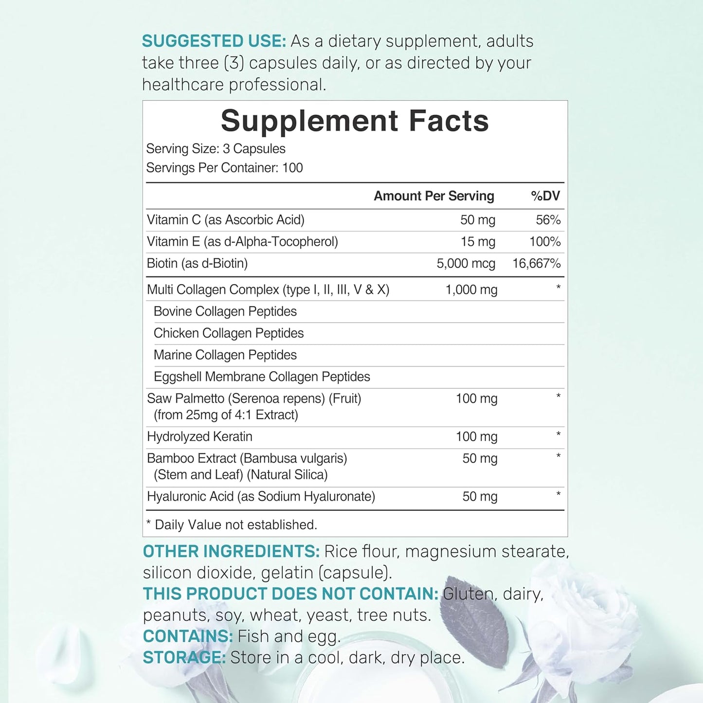 Multi Collagen Pills for Women & Men with Vitamin C, E & Biotin, 300 Capsules – Type I, II, III, V, X Hydrolyzed Collagen Peptides – 11 in 1 Formula with Saw Palmetto, Bamboo Silica, & Hyaluronic Acid