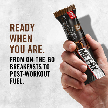 MET-Rx Big 100 Protein Bar, Meal Replacement Bar, 30G Protein, Salted Caramel Brownie
