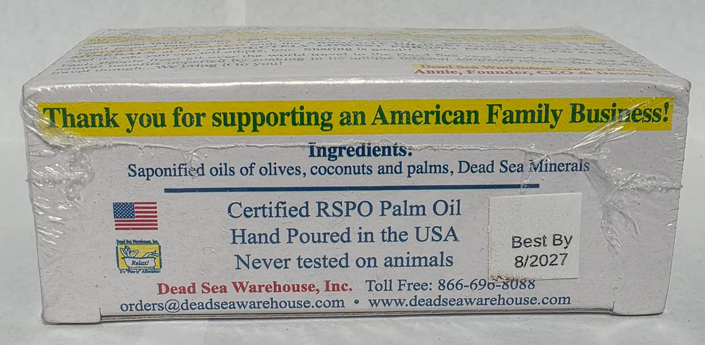 Dead Sea Warehouse - Dead Sea Salt Soap Bar - Original Face & Body Bar - Hydrating Mineral Soap for All Skin Types, Fragrance-Free - 3.5 oz