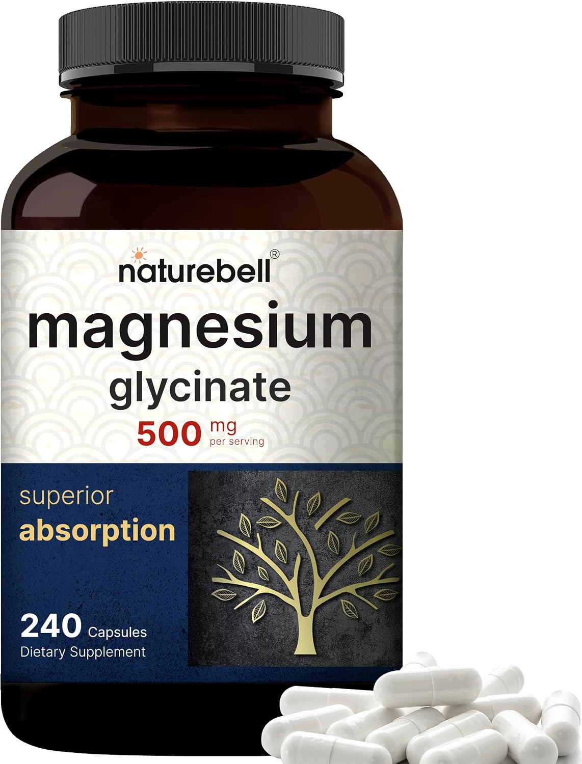 NatureBell Magnesium Glycinate Capsules 500mg & Vaginal Probiotics for Women in Veggie Capsules | Bundle Pack | Chelated & Purified Mineral | 10 Strains & 10 Billion CFU