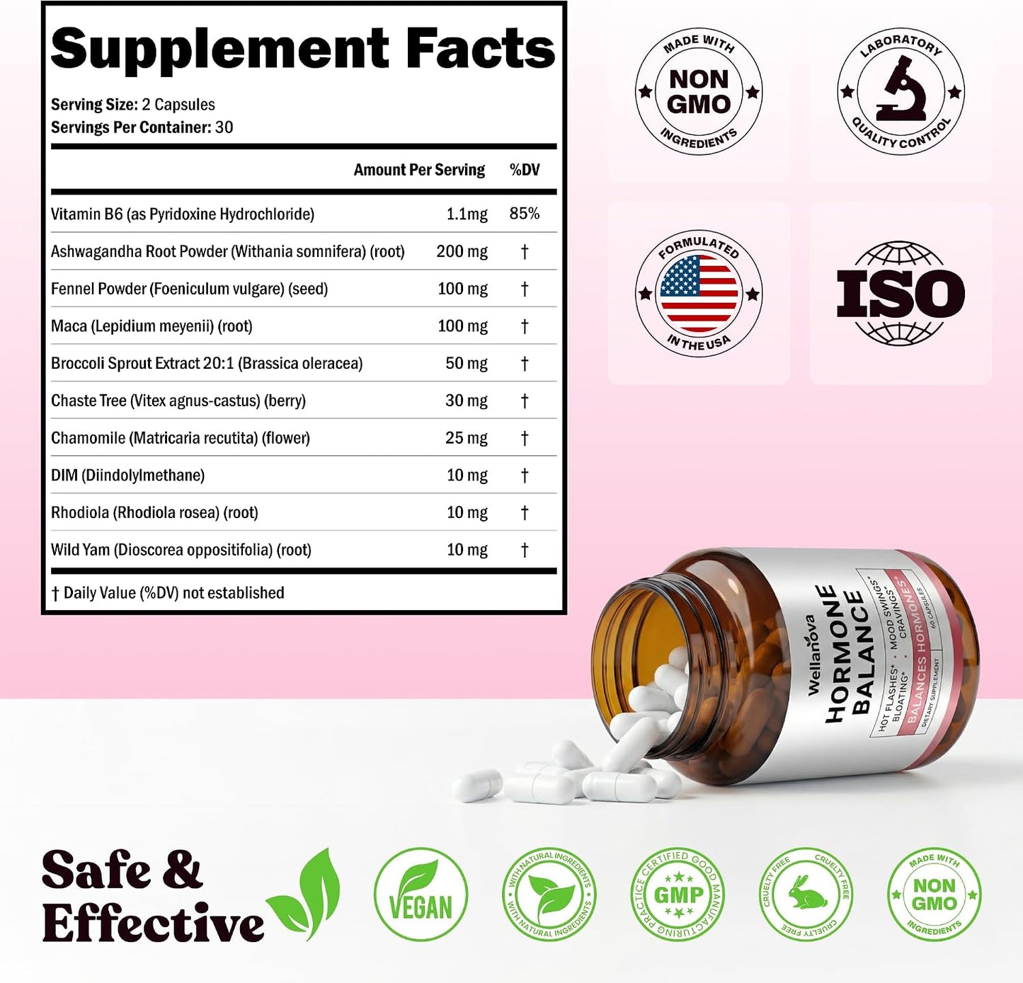 Hormone Harmony for Women – Natural Hormonal Balance Support for Menopause | Perimenopause, Menopause, Hot Flashes, Mood Swings, Cravings, Bloating Relief, 60 Capsules
