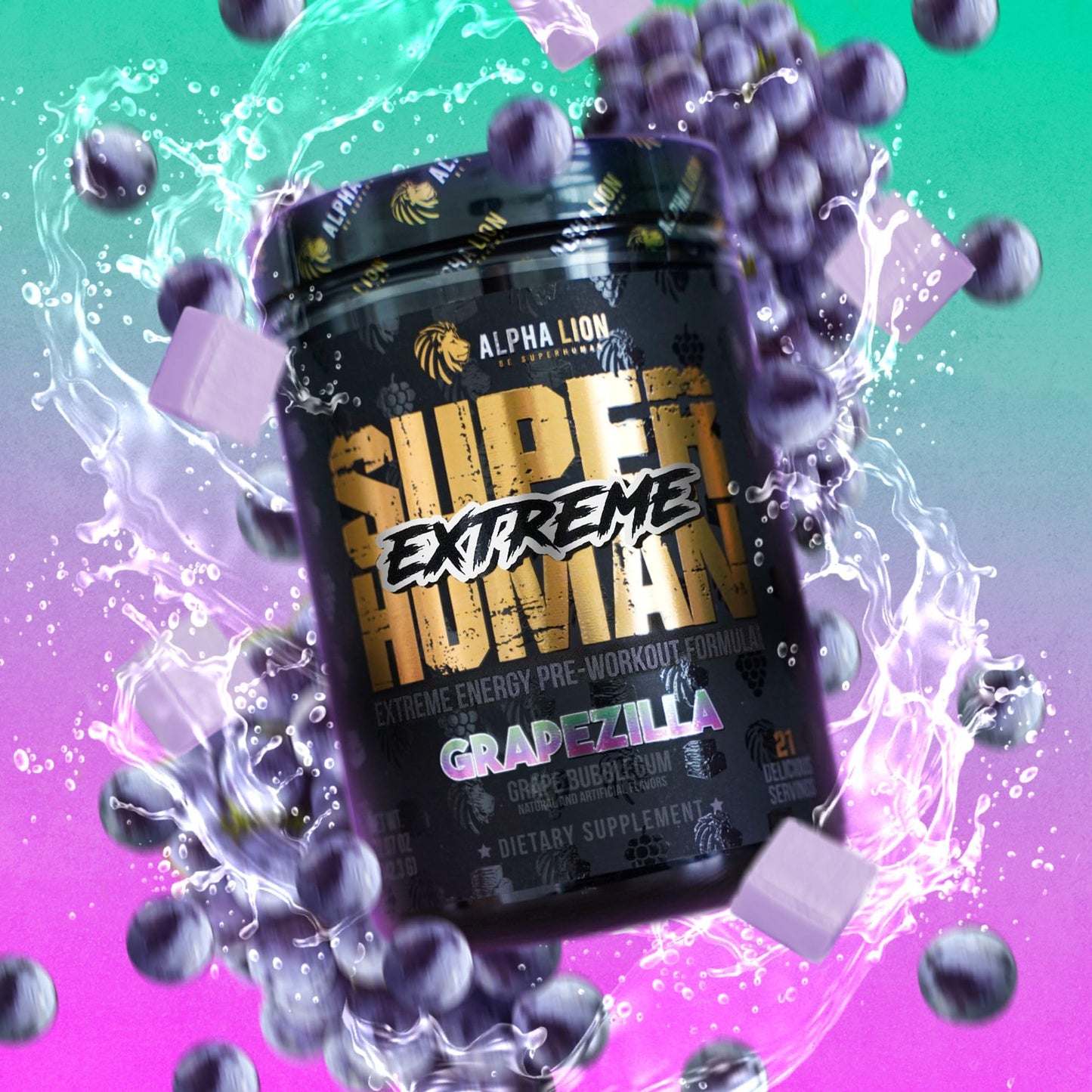 ALPHA LION Superhuman Extreme High Stim Pre Workout Powder, Beta Alanine, L-Taurine & 356mg Tri-Source Caffeine for Sustained Energy, Nitric Oxide & Citrulline for Pump (21 Servings, Slaughtermelon)