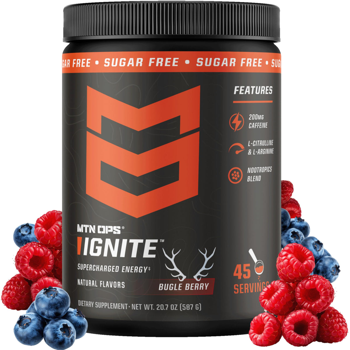 MTN OPS Ignite Energy Powder, Zero Sugar, Tiger's Blood