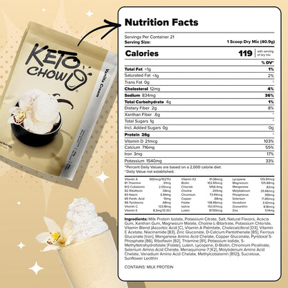 Keto Chow Chocolate Meal Replacement Shake Powder, 21 Meals