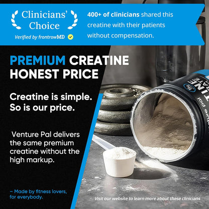 Venture Pal 100% Pure Micronized Creatine Monohydrate Powder 5g Per Serving | Vegan, Keto, GMO-Free & Gluten Free, Creatina Monohidratada en Polvo for Women & Men, Unflavored