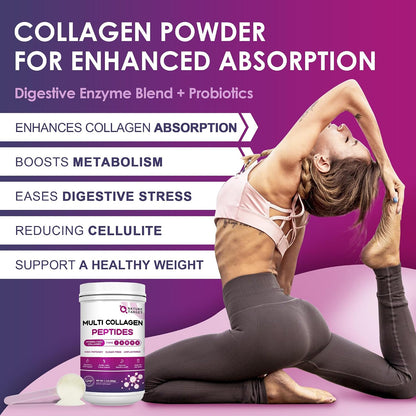 NATURE TARGET Multi Collagen Peptides Powder, 50 Servings | Type I, II, III, V, X, Hydrolyzed Collagen Peptides with Vitamin C, Hyaluronic Acid, Supports Skin Hair Nail & Joint, Non-GMO