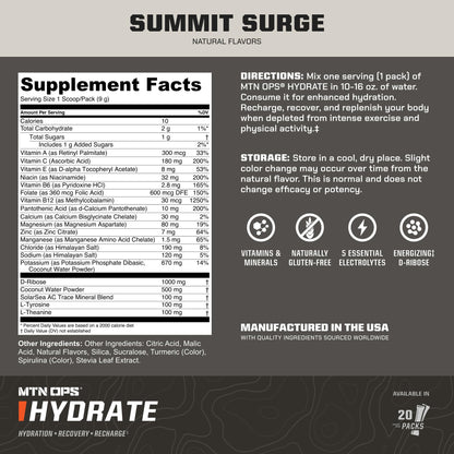 MTN OPS Hydrate Sugar Free Electrolyte Packets, Mango Peach