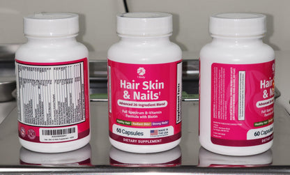 1 Body Hair Skin & Nails with Biotin, Vegan Vitamins, 60 Capsules