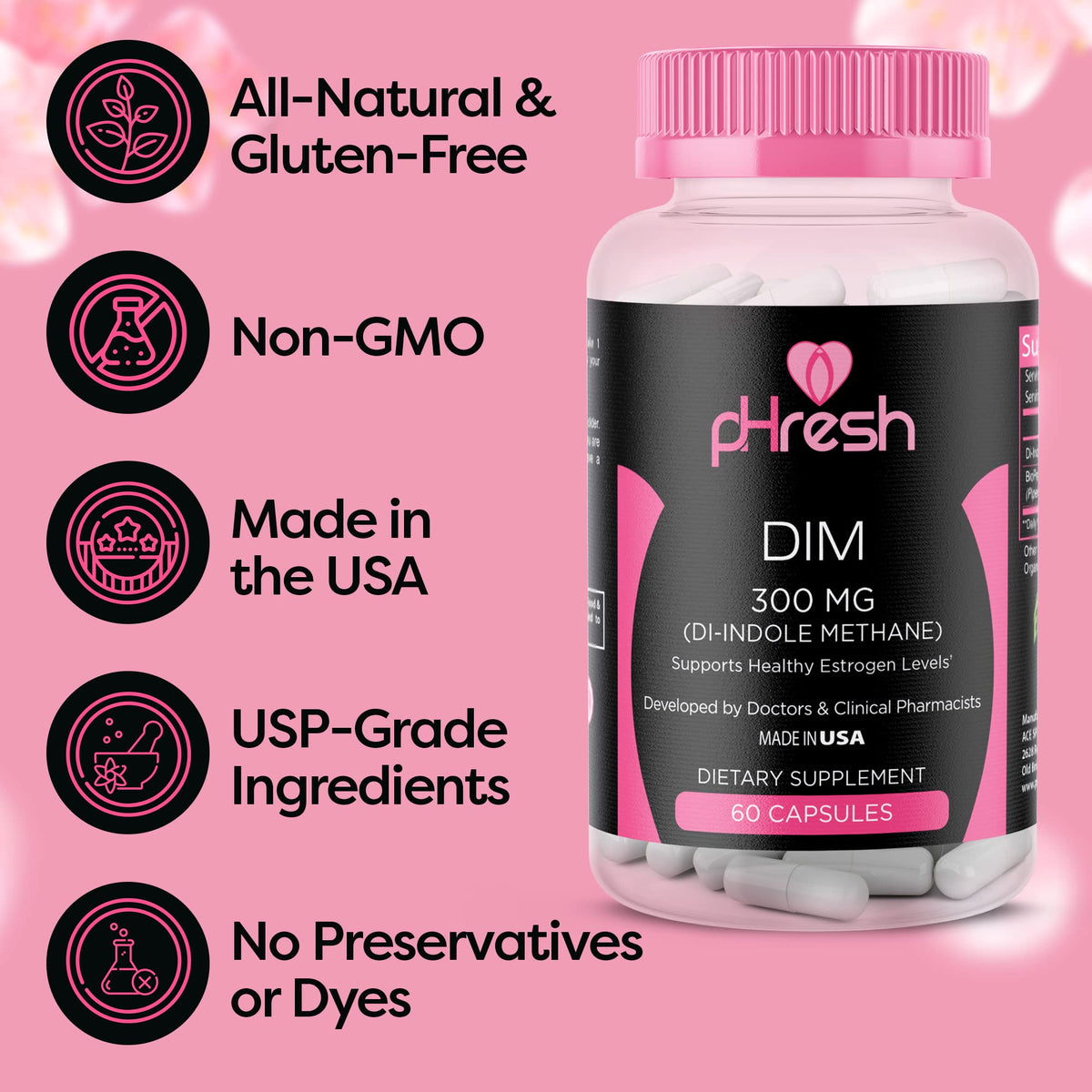 pHresh Boric Acid Suppositories and DIM Supplement