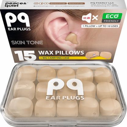 PQ Silicone Ear Plugs for Sleeping - 15 Wax Earplugs for Sleep and Swimming Ear Plugs