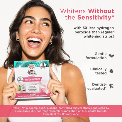 GuruNanda Sensitive Teeth Whitening Strips, Gentle & Safe, 9 Day Treatment