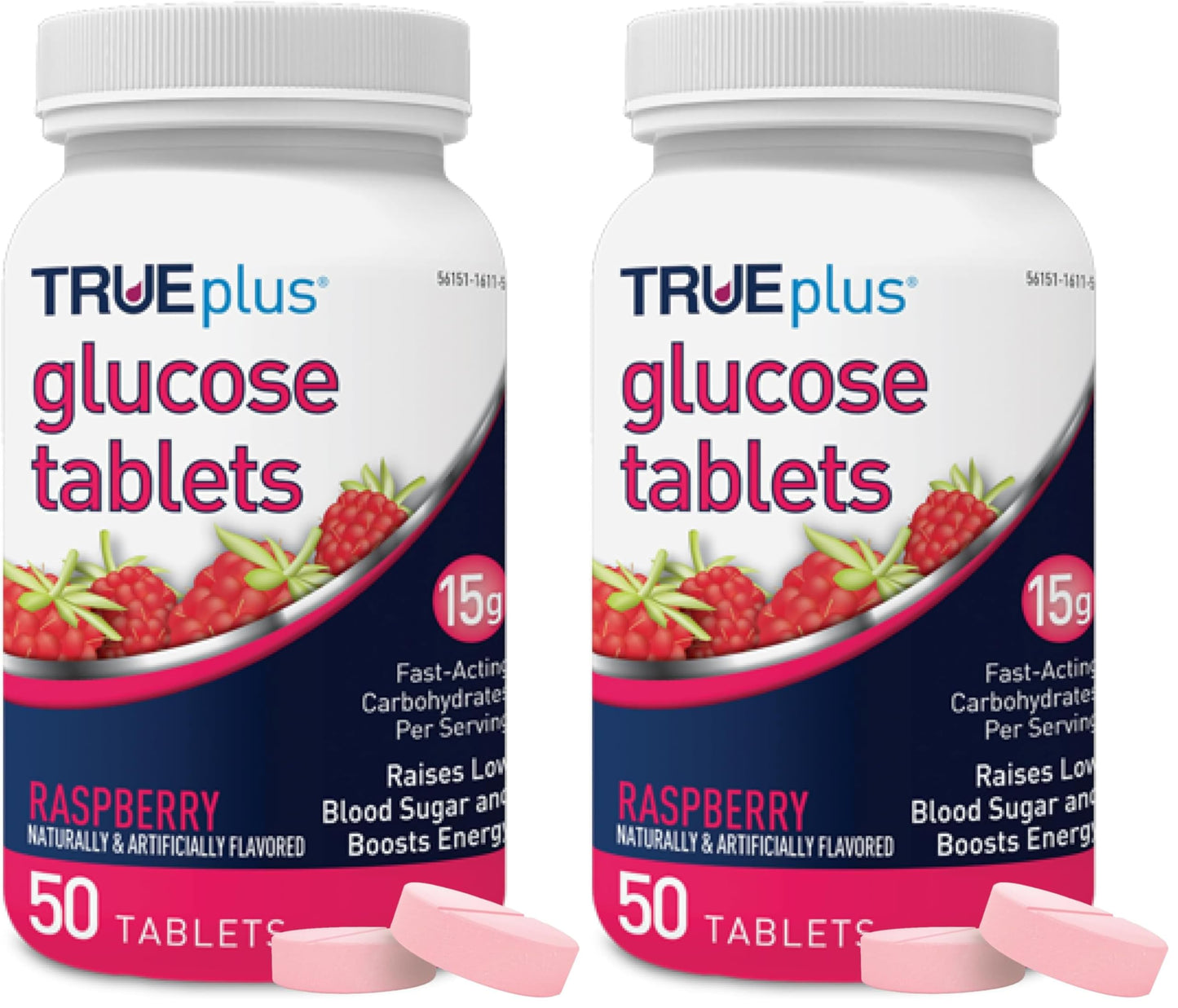 TRUEplus Glucose Tablets, Grape, Raspberry, Orange Flavors, 50 Count | Chewable Tablets, 15g Fast-Acting Carbohydrates, Fat Free, Gluten Free, Boosts Energy, Great Tasting and Easy to Use