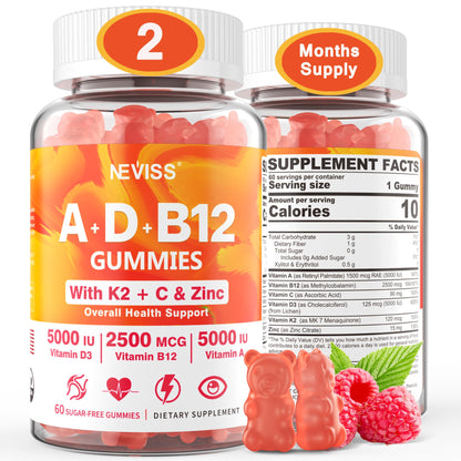 Sugar-Free Methylated Multivitamin Gummies for Women & Men - 2 Months Supply -ADK+B12