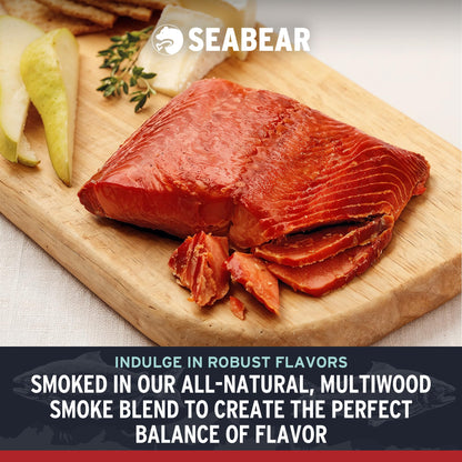 SeaBear Smoked Salmon Trio 18oz (3 x 6oz) Fillets Gift Box – Wild Alaska Sockeye, Wild Pink & Coho Fillets, Shelf Stable, Ready to Eat, 18 Ounce (3 x 6 Ounce) Filets