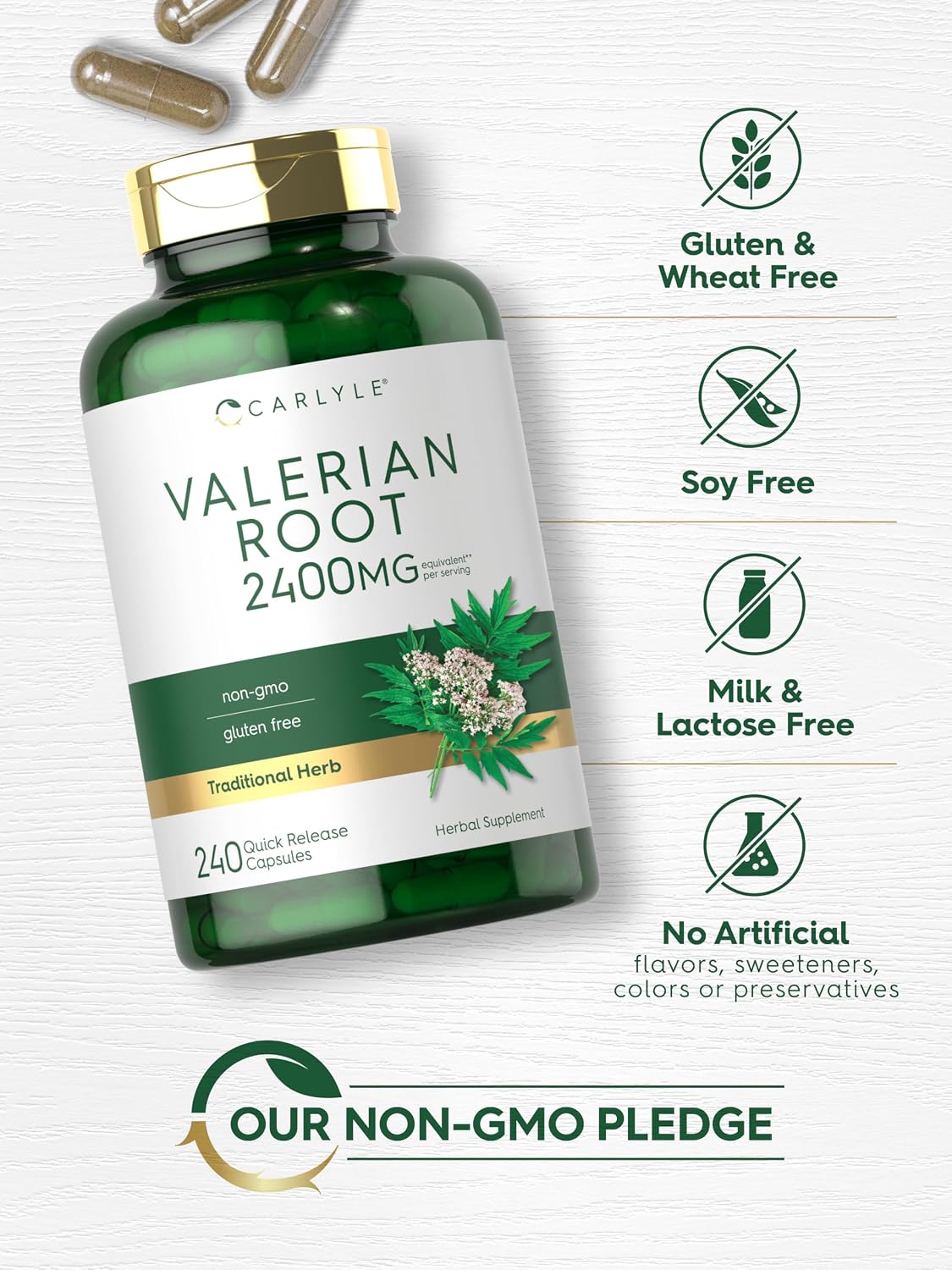 Carlyle Valerian Root Extract Supplement | 240 Capsules | Traditional Herbal Formula | Non-GMO & Gluten Free