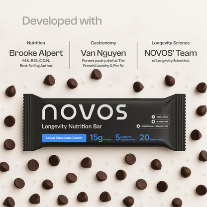 Novos Longevity Protein Bar | 15g Protein, 20 Superfoods, 5 Longevity Ingredients for Men & Women | Supports Skin, Mind & Mood | Mixed Berry Crunch (12-Pack)
