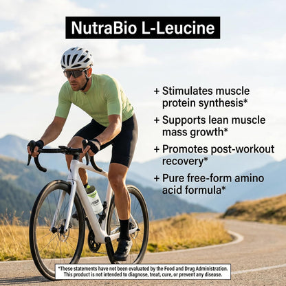 NutraBio 100% Pure L-Leucine - Muscle Recovery and Support - Naturally Fermented Free Form Amino Acid - Vegan, Non-GMO, Gluten Free - (500 Grams)