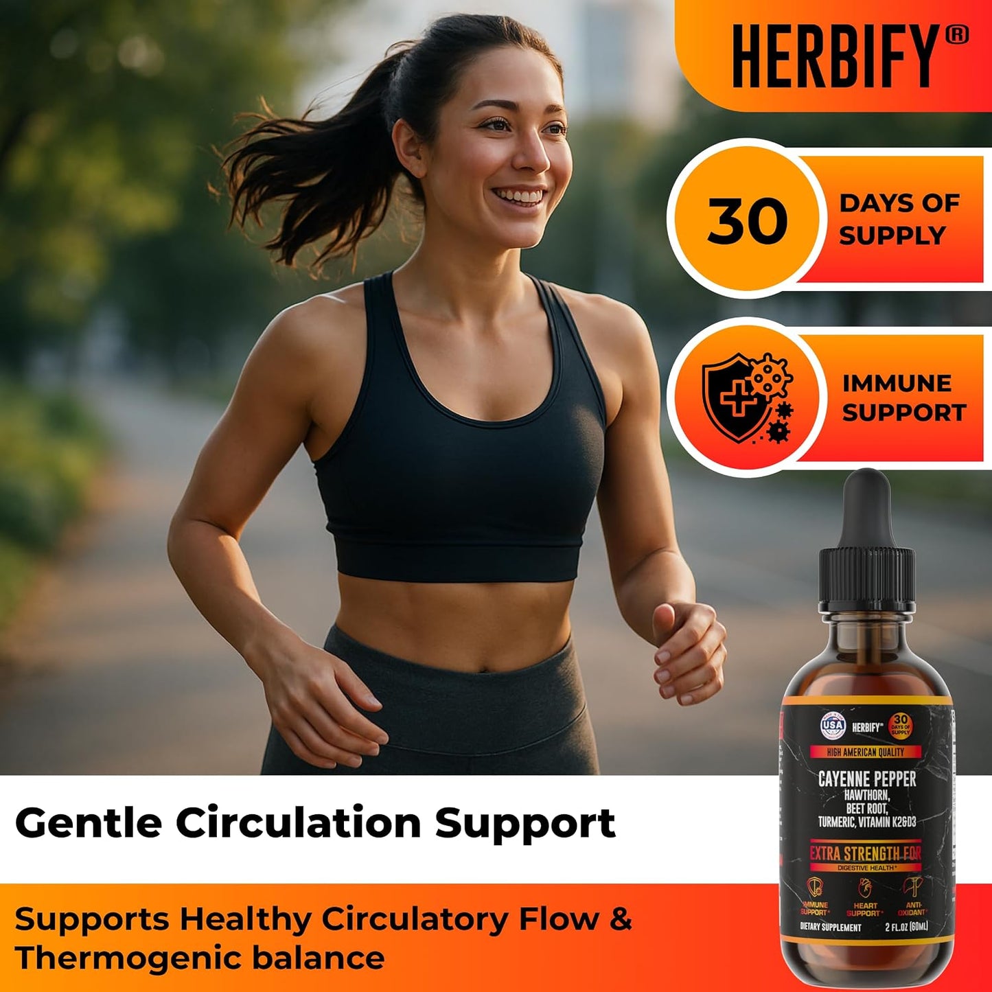 HERBIFY Bundle - Lions Mane & Cayenne Pepper Drops - Supplement for Memory, Focus & Clarity & Immune Support, Detox and Digestion Support