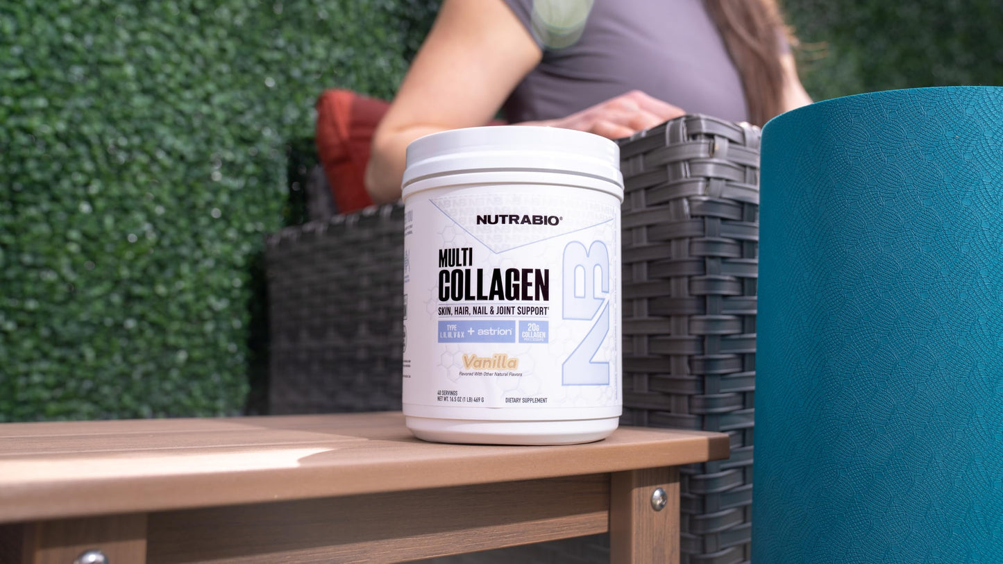 NutraBio Multi Collagen Powder - Hydrolyzed Collagen Peptides for Glowing Hair & Skin - Grass-Fed - Collagen Powder for Women and Men - 40 Servings- Unflavored