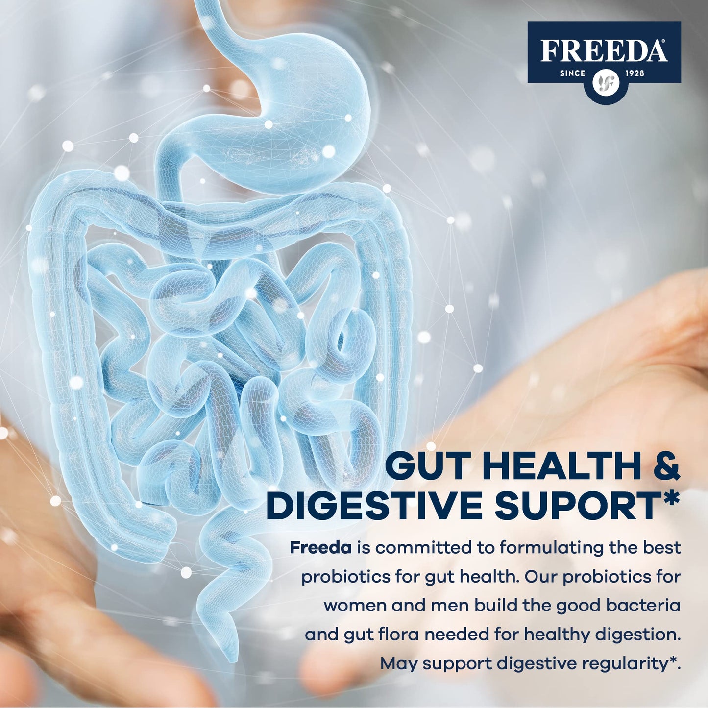 FREEDA Acidophilus Probiotic 1 Billion CFU for Digestive Support – 100ct | Immune Function & Digestive Health Support for Women & Men – Vegan, Kosher, Gluten-Free, & Made in USA