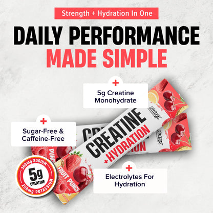 Nutrex Research Essentials Creatine + Hydration Stick Packs, 5g Creatine + Electrolytes, Sugar Free, Gluten Free, Strawberry Watermelon, 15 On-The-Go Stick Packs