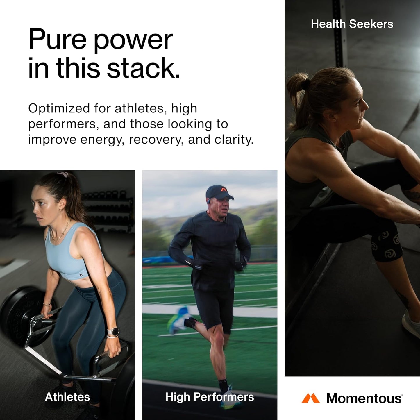 Momentous Three - Creatine Monohydrate Powder (90 Servings), Grass-Fed Whey Protein Powder (Unflavored) & Omega-3 Fish Oil 1600mg - Daily Essentials for Strength, Performance & Lean Muscle Recovery