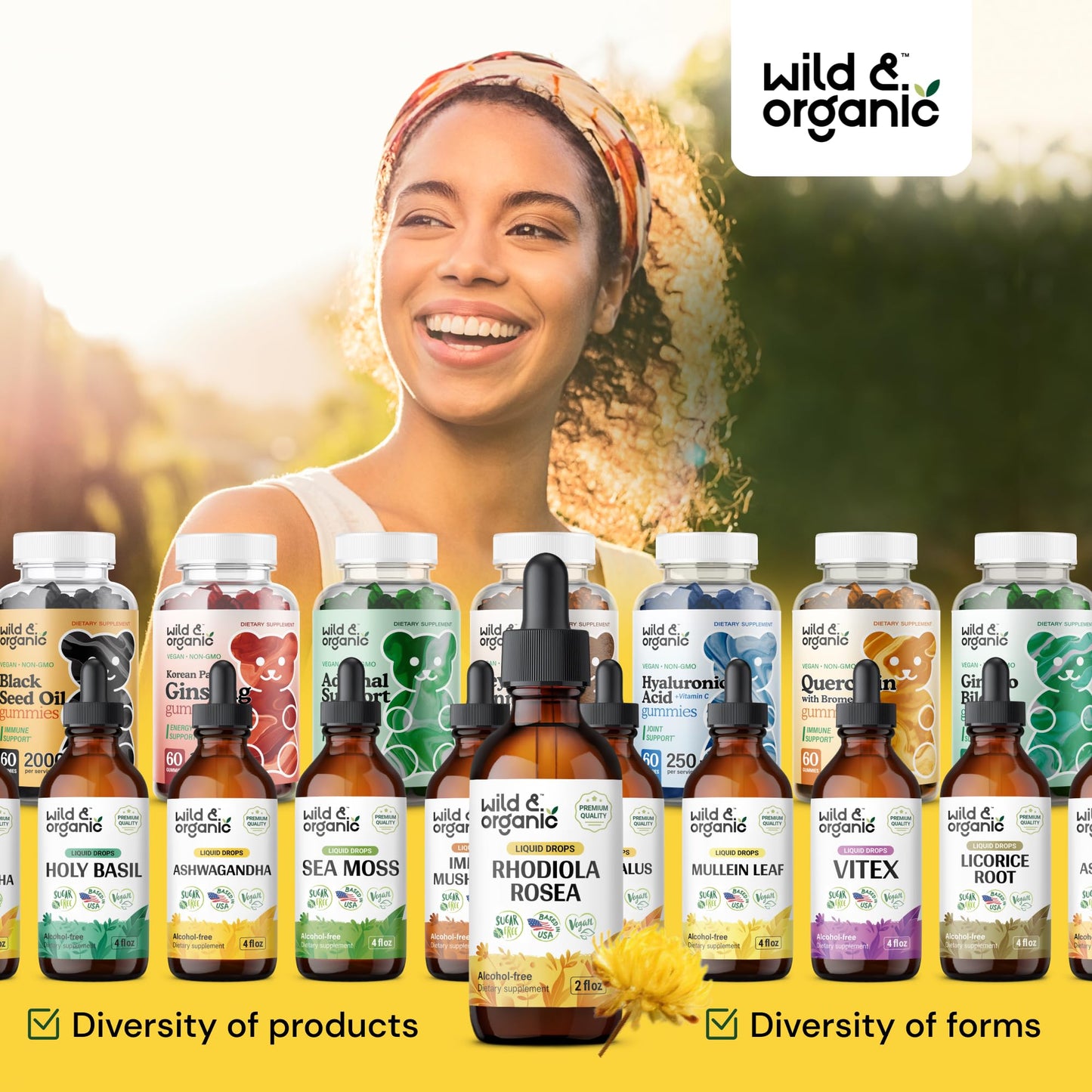 Wild & Organic Rhodiola Rosea Tincture - Rhodiola Rosea Supplement for Mood Support - Relaxing Root Extract Liquid Drops - Vegan, Sugar & Alcohol-Free - 4 fl oz