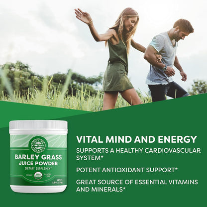 Vimergy Barley Grass Juice Powder Dietary Supplement - 4g per Serving (62 Servings) – Clean Superfood – Promotes Cardiovascular Health* – Organic, Vegan & Gluten-Free – Regular Size 250g
