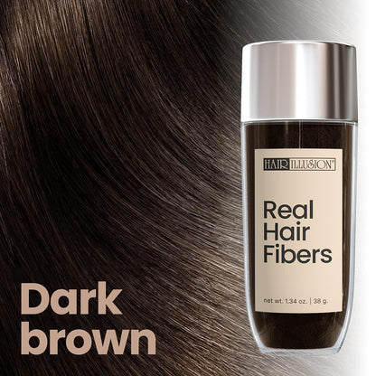 Hair Illusion 100% Natural Human Hair Fibers Not Synthetic for Men and Women, Premium Hair Building Formulation, Large, 38 g Bottle, Jet Black