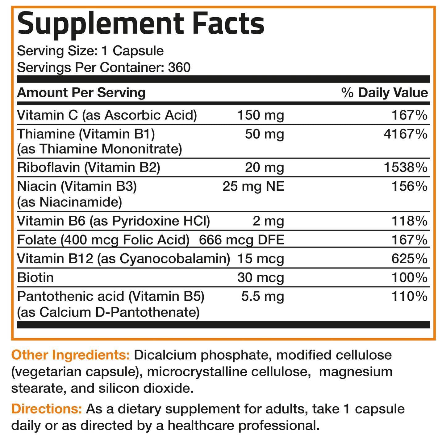 Bronson Vitamin B Complex with Vitamin C - Immune Health, Energy Support & Nervous System Support - Non-GMO, 250 Vegetarian Capsules