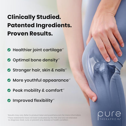 Pure Therapro Rx TriActive Collagen Plus, Collagen Powder for Hair, Skin, Nails, Bones & Joints, Hydrolyzed Collagen Powder w/Patented Peptides, Multi Collagen Protein Powder (Unflavored)