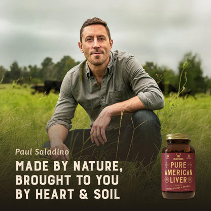 HEART & SOIL Beef Organs Supplement, 180 Capsules | 100% grass fed & finished from regenerative cattle with liver, heart, kidney, pancreas & spleen. 3000mg formula.