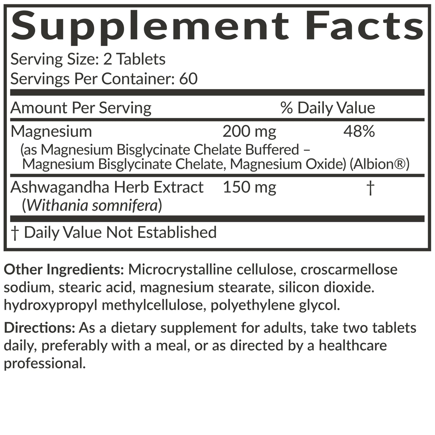Futurebiotics Magnesium Glycinate + Ashwagandha, 60 Tablets | 2-in-1 Stress & Mood Support, High Absorption, Gentle On The Stomach, Non-GMO, Gluten Free, Soy Free