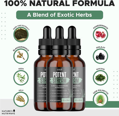 PotentStream Drops – Plant Extract Liquid – 1 Month Supply | Liquid drops with plant extracts, original formula | Made in USA | Take by dropper, mixes into water
