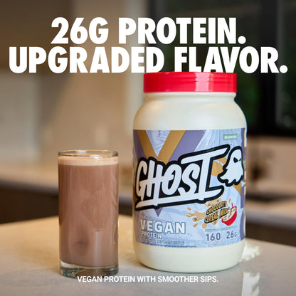 GHOST Vegan Protein Powder, Chocolate Chip Cookies – 2.9LB Tub, 25G of Protein - Plant-Based Pea & Organic Pumpkin Blend Protein with Fiber & Iron - Flavored Post Workout Shakes - Soy, Gluten Free