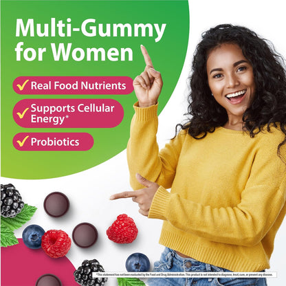 Rainbow Light Womens One + Multivitamin Gummies | 60 Count | Supports Cellular Energy & Antioxidant Health | Mixed Berry Flavor | with Real Food Nutrients, B Vitamins & Probiotics